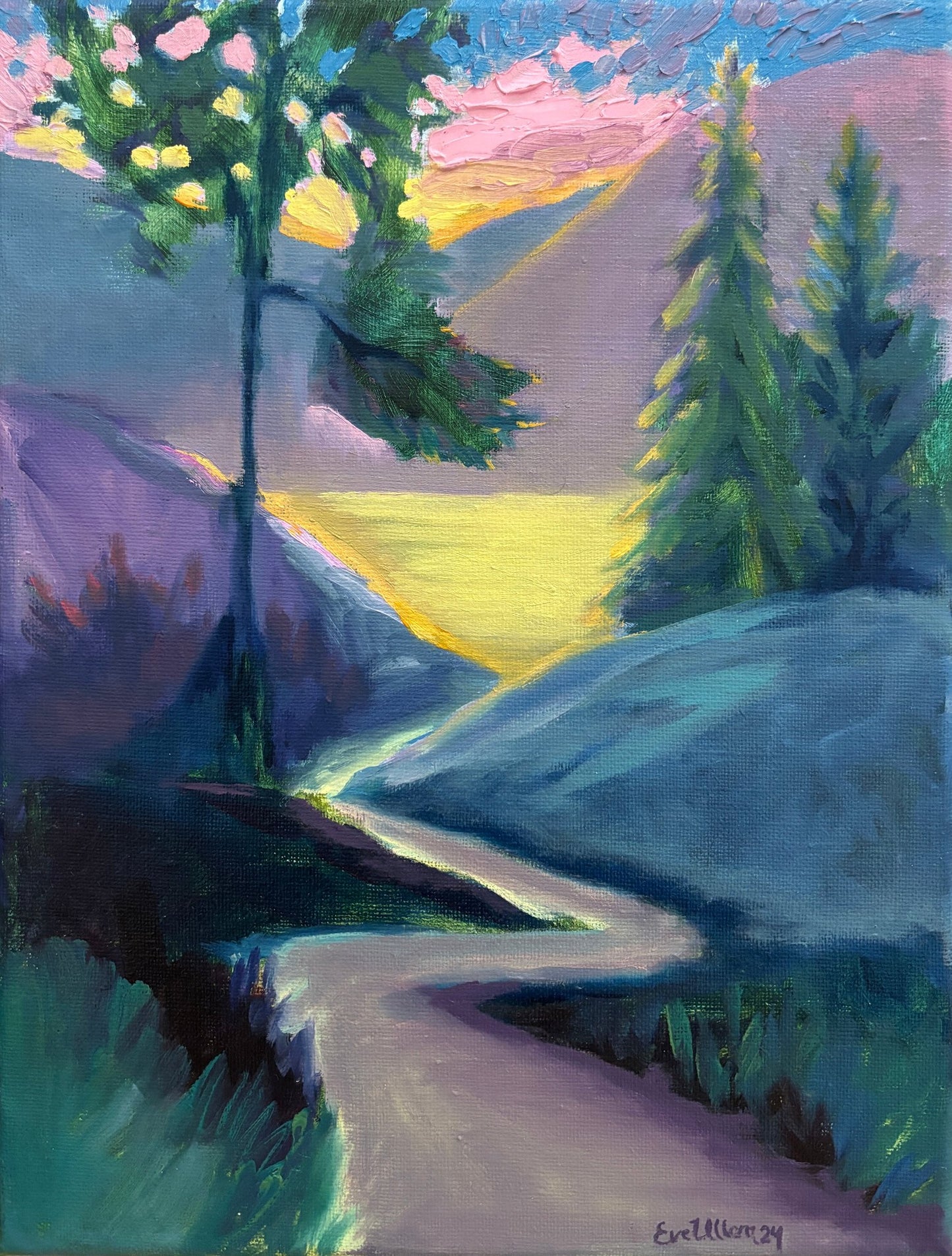 "Dreamscape", öljymaalaus pellavapohjalle, 35 x 27 cm
