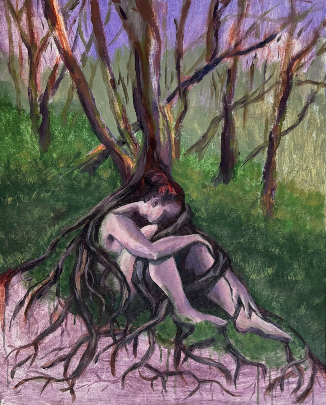 "Metamorfoosi", akryylimaalaus pellavapohjalle, 92 x 73 cm