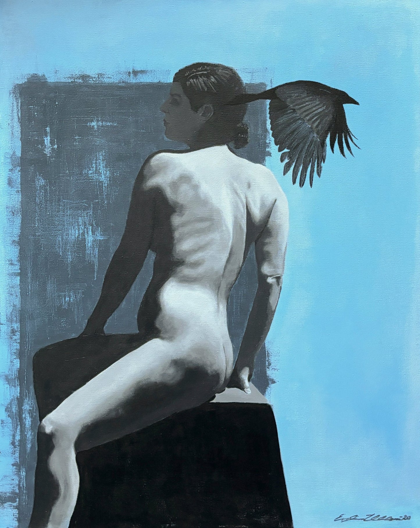 "Don't turn back now", akryylimaalaus pellavapohjalle