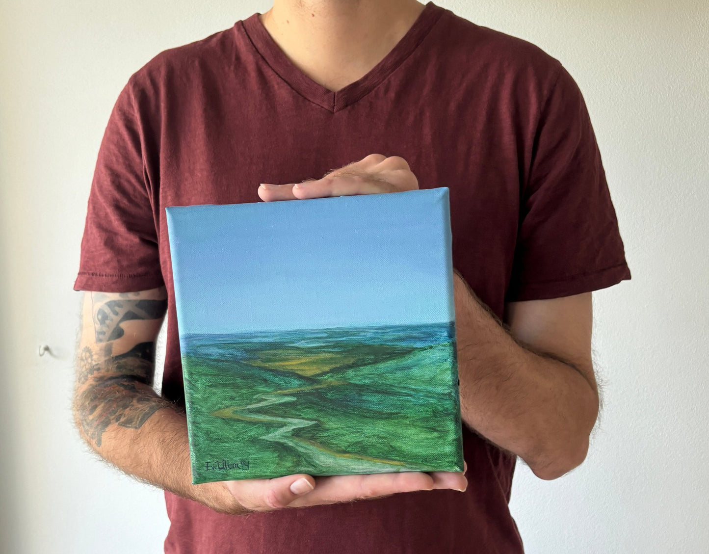 "The fell", acrylic painting on linen base, 20 x 20 cm